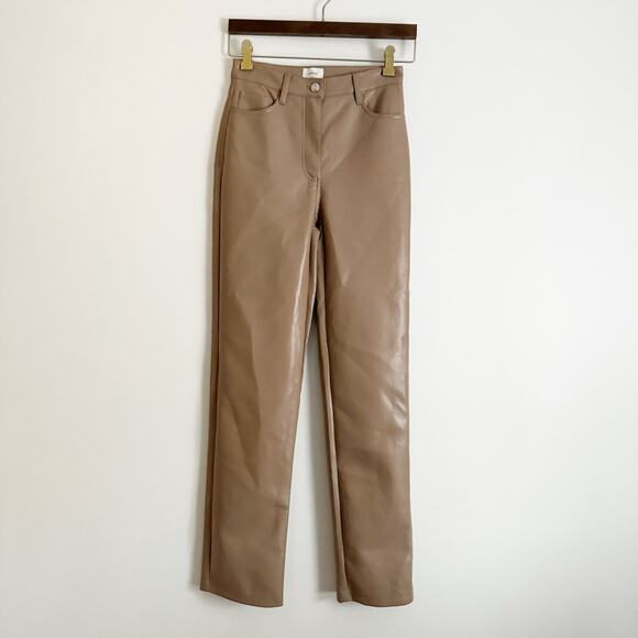 ARITZIA Wilfred Melina Vegan Leather Pants Taupe Brown 0 - Picture 4 of 11